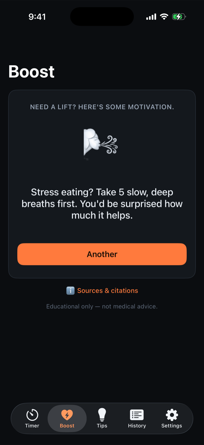 Motivational boost messages